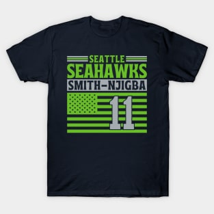 Seattle Seahawks Smith-Njigba 11 American Flag Football T-Shirt